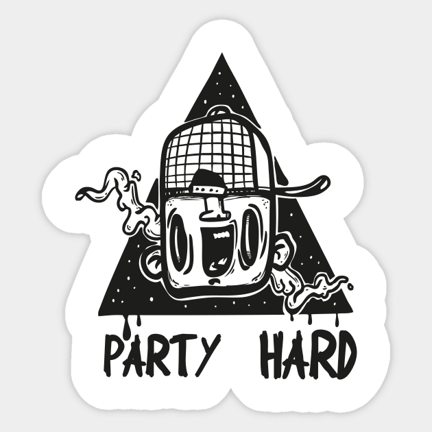 party hard head Sticker by manuvila